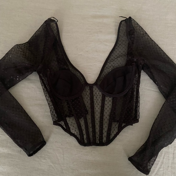 Bardot Sequin Mesh Corset Top - Picture 5 of 6